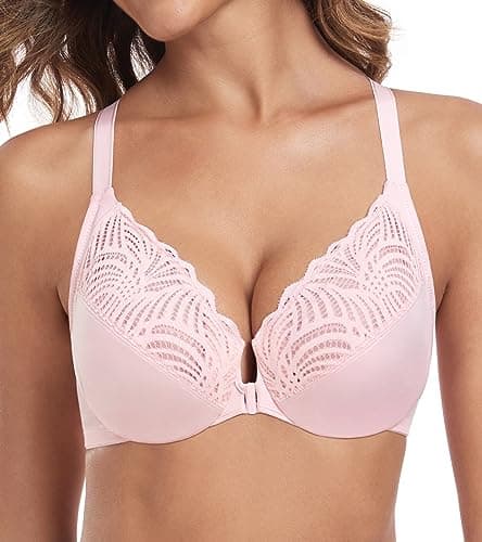 Front Closure Underwire T-Back Plus Size Lace Racerback Bra for Women