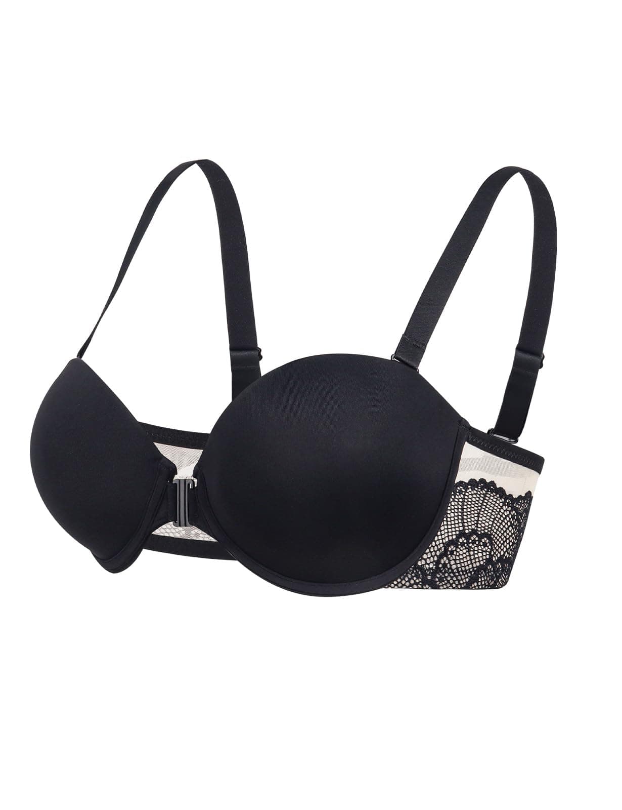 Upushall Front Closure Push Up Lace Racerback Bra for Women