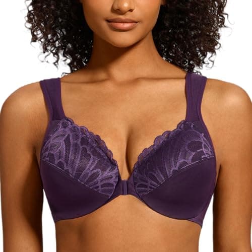 MELENECA Women's Plus Size Front Closure Underwire Bra