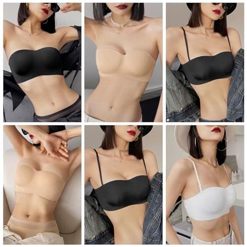 WOWENY Wireless Silicone Bandeau Bra for Women