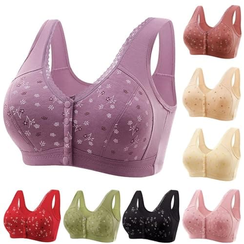 Comfortable Daisy Bras for Older Women - Front Closure, Full Support, No Underwire