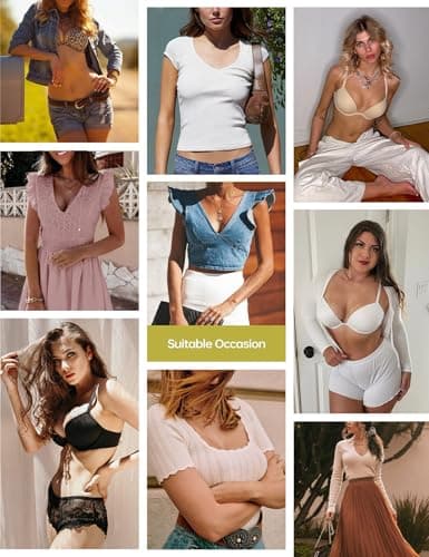 Wingslove Women's Deep V Push Up Bra with Underwire T-Shirt Detail Multiway