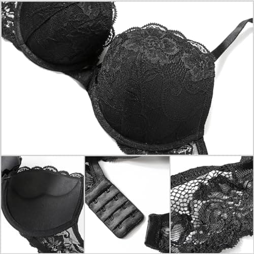 Lace-Supported Women's Padded Plunge Bra