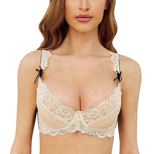 GuoEappa Women's Full Coverage Lace Balconette Bralette