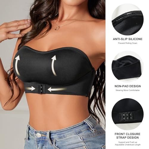 DEANGELMON Non-Slip Silicone Strapless Bra for Women