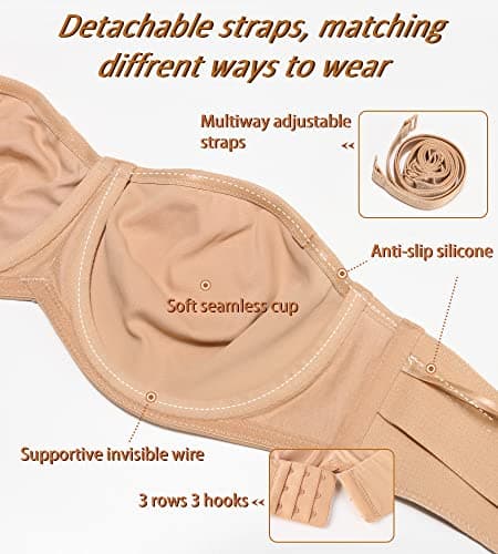 DotVol Women's Seamless Underwire Minimizer Bra for Large Bust