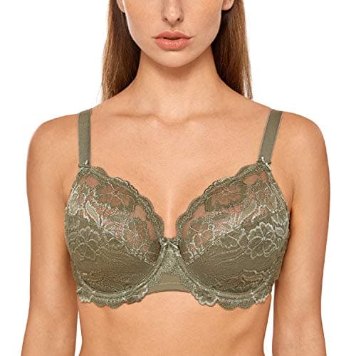 Delimira Women's Plus Size Full Coverage Underwire Lace Bra Up to Jcup