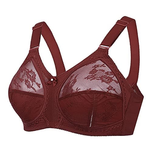 TELIMUSSTO Women's Plus Size Floral Lace Firm Hold Bra Minimizer