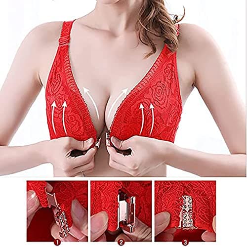 KIDELI Comfort Rose Bra - Floral Secrets Front Closure Lace Wire-Free Push-Up