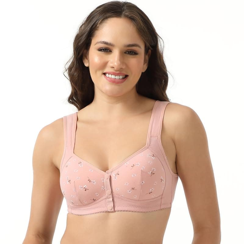Wonholy Durable Daisy Bras for Older Women, Front Snap Padded Comfort Bra