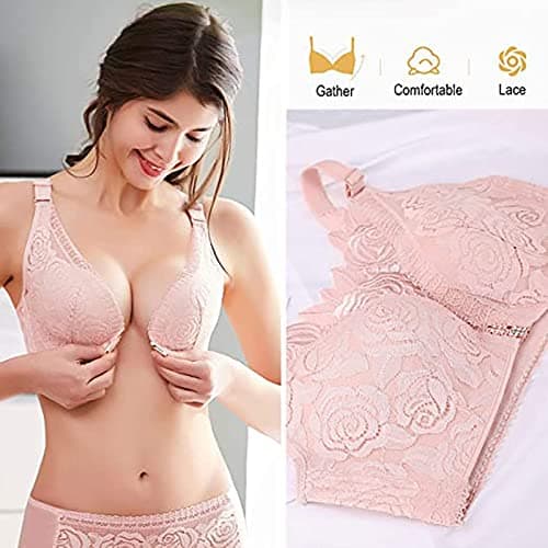 KIDELI Comfort Rose Bra - Floral Secrets Front Closure Lace Wire-Free Push-Up