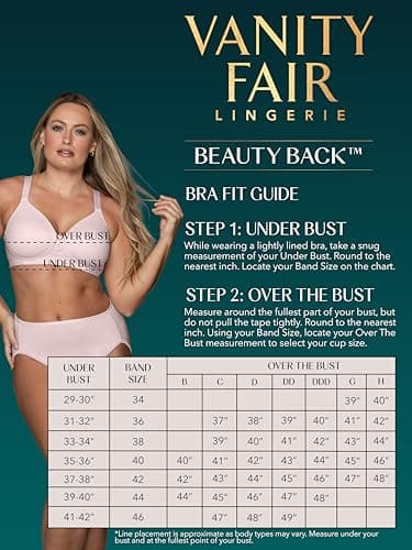 Vanity Fair Full Figure Beauty Back Smoothing Bra, 4 Way Stretch, Lightly Lined Cups