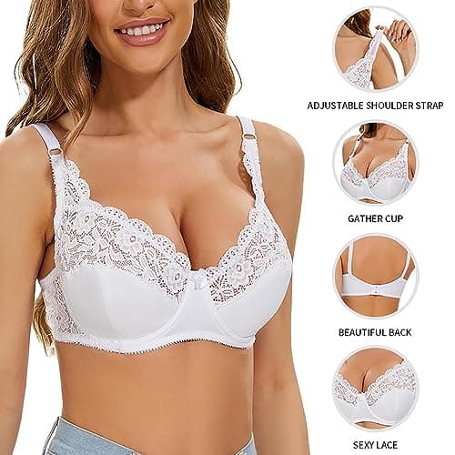 Hnodov Lace Underwire Bra for Women