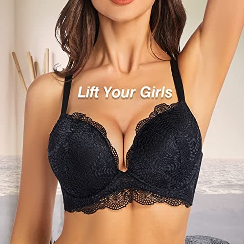 Crushnow Women's Push Up Lace Bra with Underwire Support