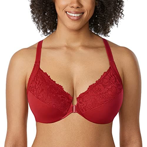Delimira Women's Plus Size Full Coverage Lace Underwire Racerback Bra