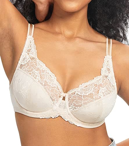 Women's Sexy Lace Floral Bras - Full Coverage Unlined Underwire Plus Size