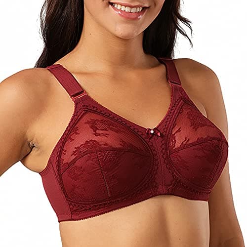 TELIMUSSTO Women's Plus Size Floral Lace Firm Hold Bra Minimizer