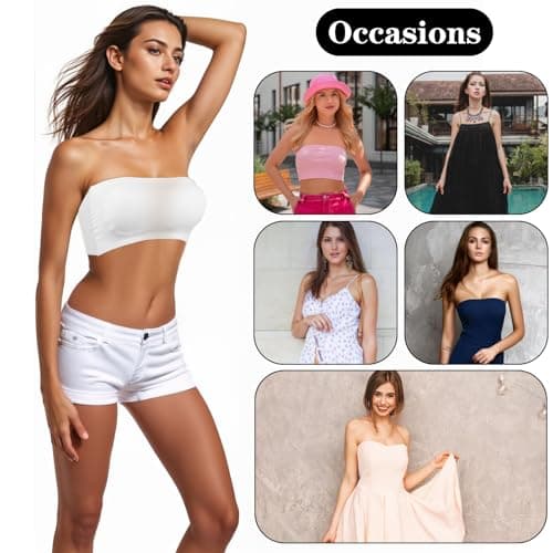 Abeillo Women's Black & White Seamless Bandeau Bralette Bralette Tube Top Bra