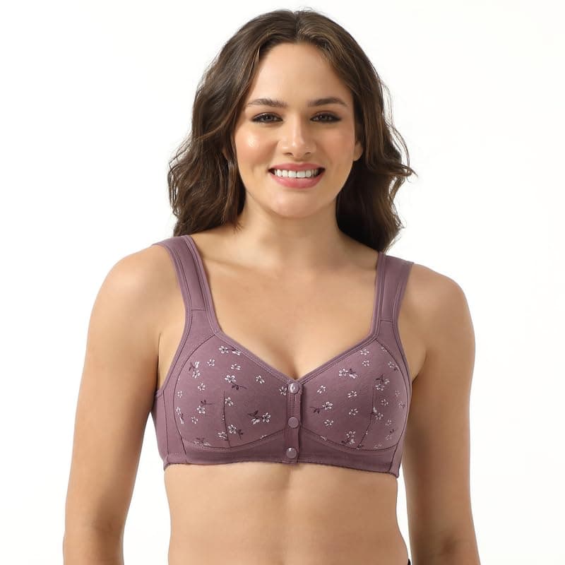 Wonholy Durable Daisy Bras for Older Women, Front Snap Padded Comfort Bra