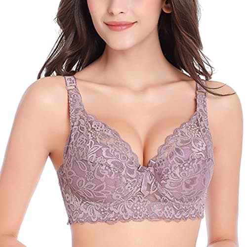 YXLLSSWJG Women's Plus Size Sexy Floral Lace V-Neck Bralette