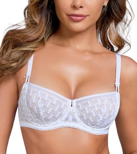 HACI Women's Balconette Demi Unlined Underwire Scoop Neck Bra