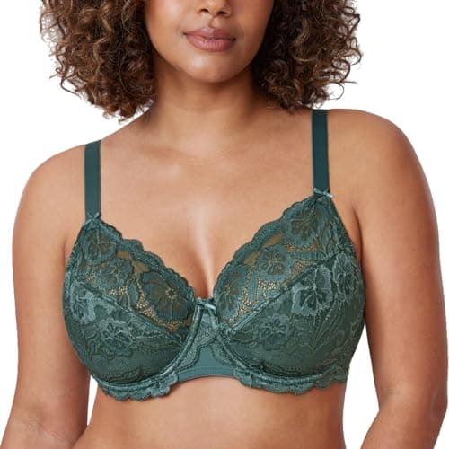 Delimira Women's Plus Size Full Coverage Underwire Lace Bra Up to Jcup