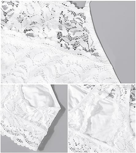 HACI Women's Breathable Floral Lace Hi-Neck Bralette