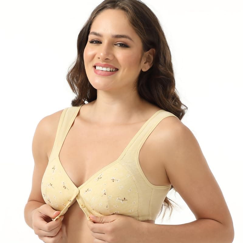 Wonholy Durable Daisy Bras for Older Women, Front Snap Padded Comfort Bra
