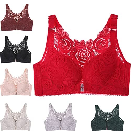 KIDELI Comfort Rose Bra - Floral Secrets Front Closure Lace Wire-Free Push-Up