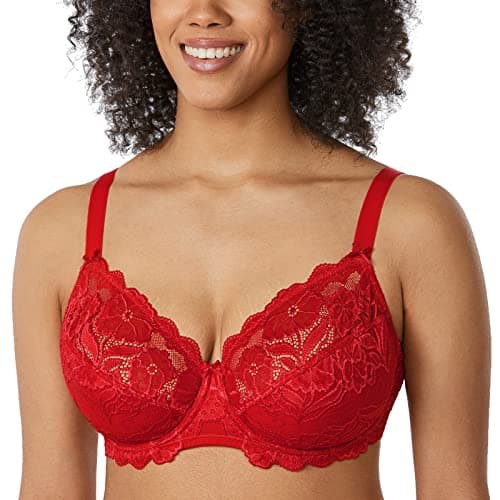 Delimira Women's Plus Size Full Coverage Underwire Lace Bra Up to Jcup