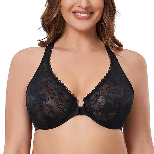 MELENECA Women's Plus Size Racerback Underwire Bra