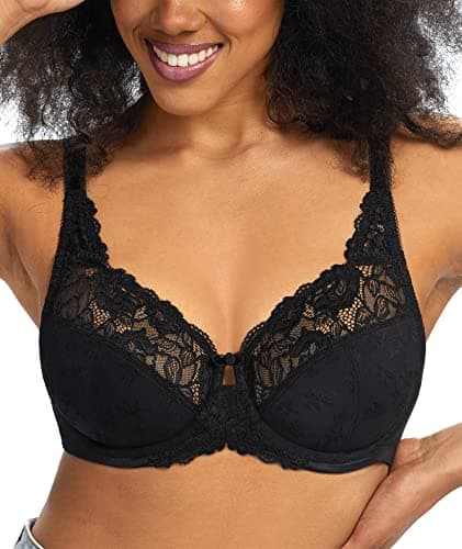Women's Sexy Lace Floral Bras - Full Coverage Unlined Underwire Plus Size