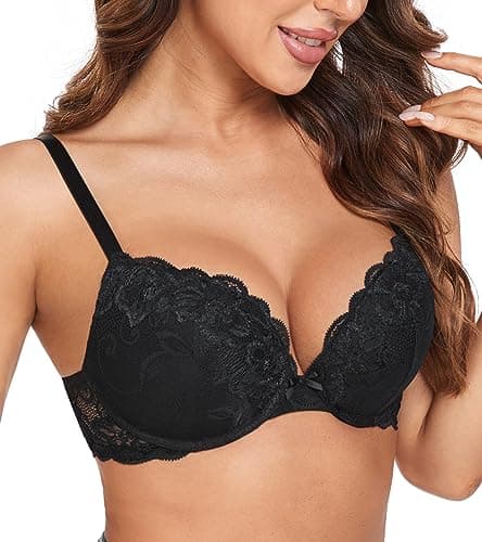 Lace-Supported Women's Padded Plunge Bra