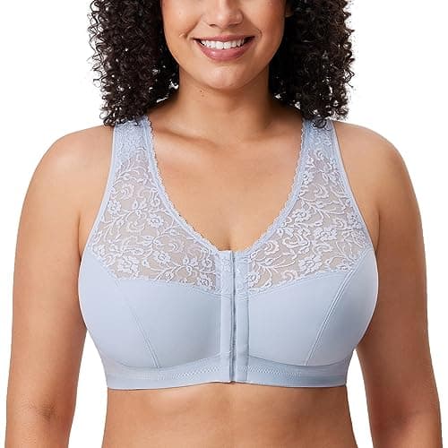 Delimira Plus Size Front Closure Racerback Lace Bra