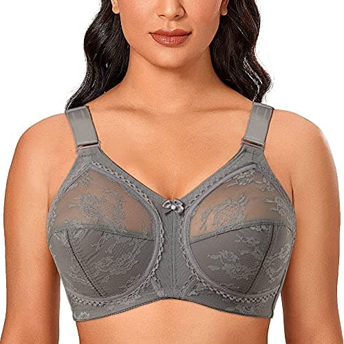 TELIMUSSTO Women's Plus Size Floral Lace Firm Hold Bra Minimizer