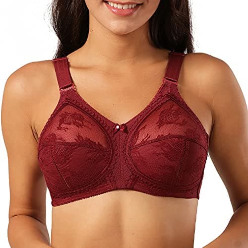 TELIMUSSTO Women's Plus Size Floral Lace Firm Hold Bra Minimizer