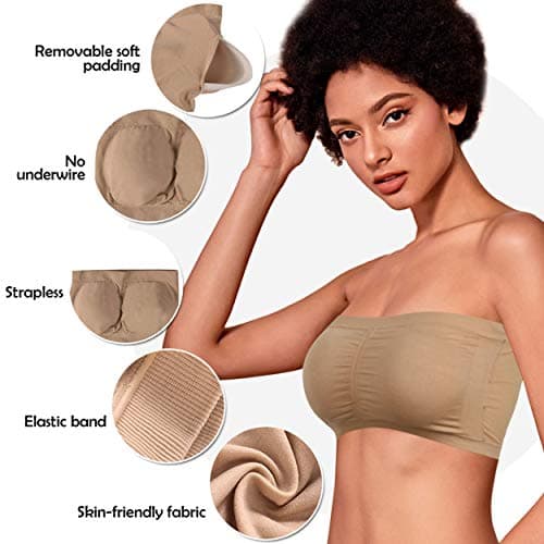 DD Demoiselle Women's Seamless Strapless Bralette 3/2 Packs