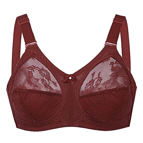 TELIMUSSTO Women's Plus Size Floral Lace Firm Hold Bra Minimizer