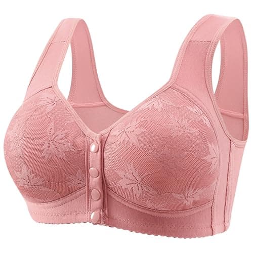 Hnodov 4 Pack Daisy Wireless Push-Up Bras for Older Women