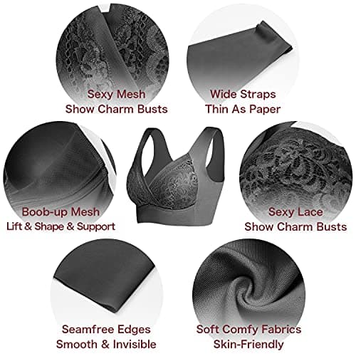 WOWENY Seamless Wirefree Bra for Women, Padded Back, Plus Size