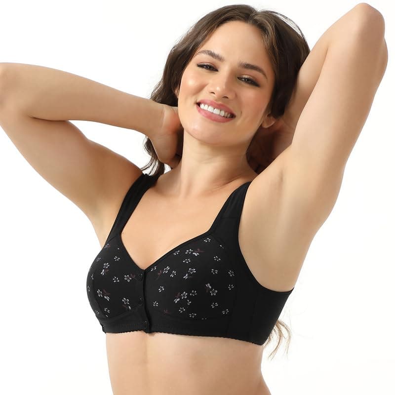 Wonholy Durable Daisy Bras for Older Women, Front Snap Padded Comfort Bra