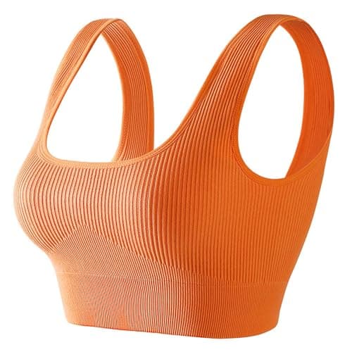Medium Support Seamless Ribbed Sport Bralette for Women Yoga Workout