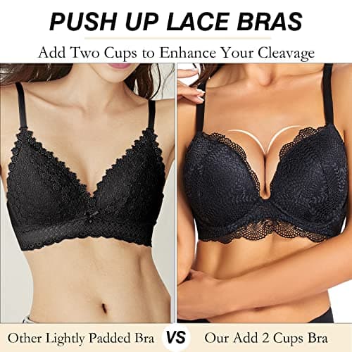 Crushnow Women's Push Up Lace Bra with Underwire Support