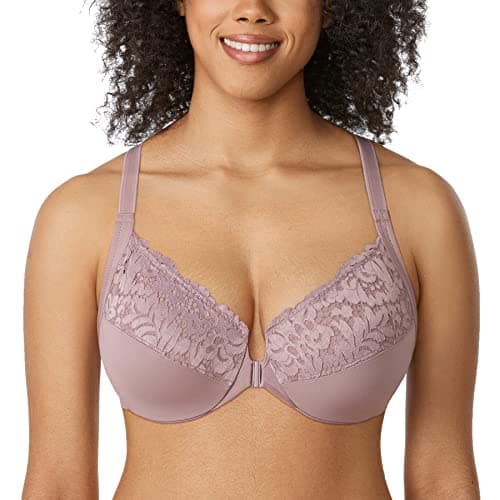 Delimira Women's Plus Size Full Coverage Lace Underwire Racerback Bra