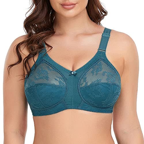 TELIMUSSTO Women's Plus Size Floral Lace Firm Hold Bra Minimizer