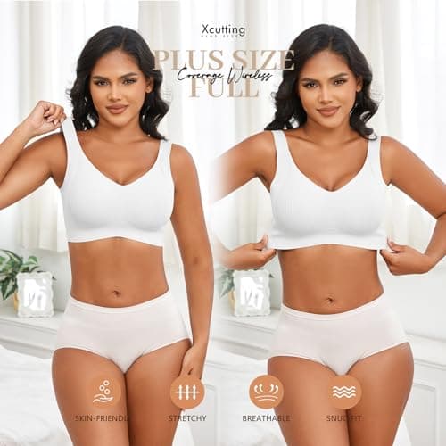 Xcutting Plus Size Wireless Bras for Women - Comfortable Full Coverage