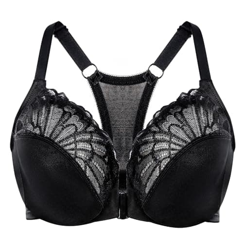 Meleneca Women's Plus Size Front Closure Lace Underwire Bra