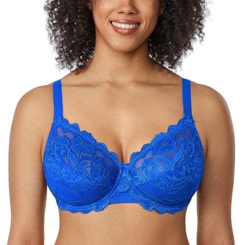 Delimira Women's Plus Size Full Coverage Underwire Lace Bra Up to Jcup