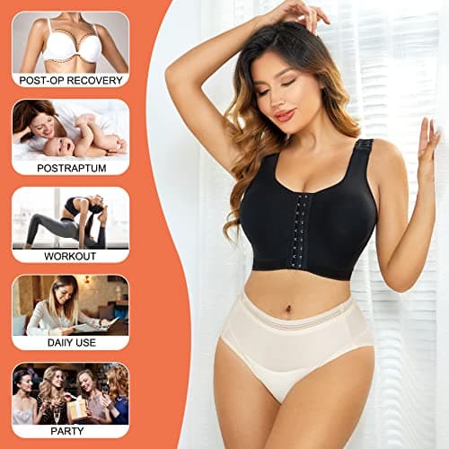 LANCS Adjustable Front-Closure Post-Surgery Bra with Compression and Posture Support