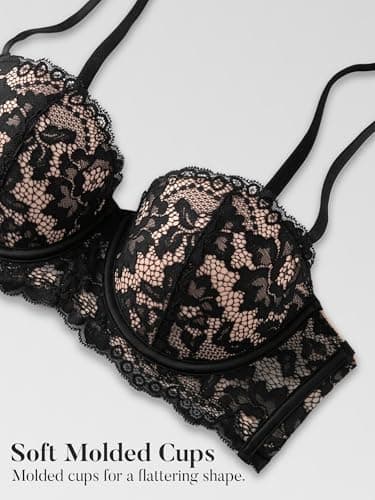Zossav Push Up Underwire Bra - Add 1 Cup, Multiway Convertible Lace